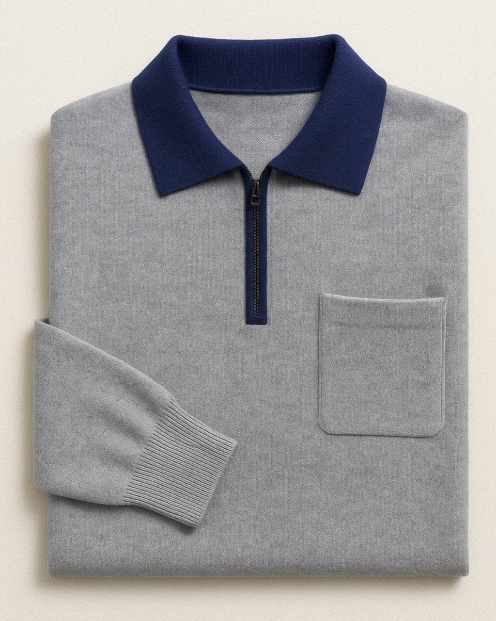 Men's Chest Pocket Collared Quarter-Zip Pullover