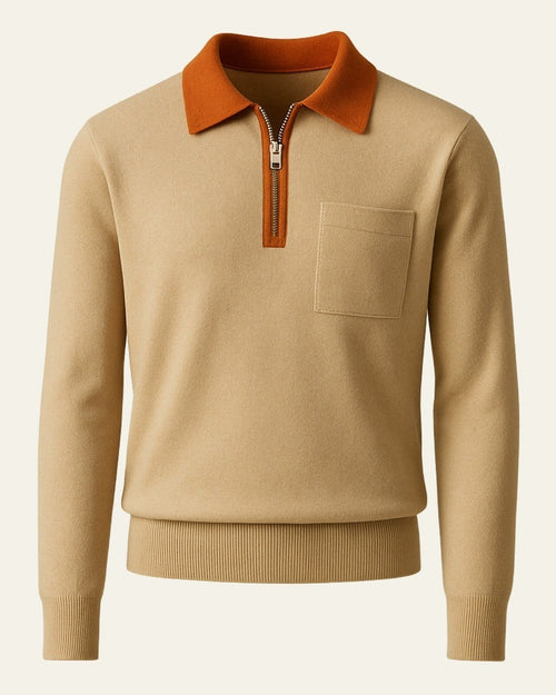 Men's Chest Pocket Collared Quarter-Zip Pullover