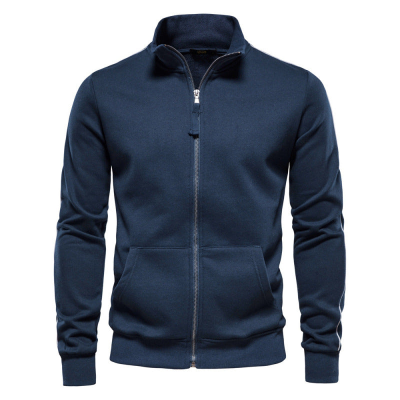 Men's Casual Pocketed Stand Collar Jacket
