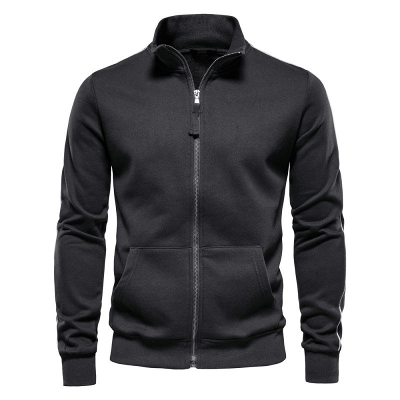 Men's Casual Pocketed Stand Collar Jacket