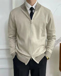 Men's Full-Zip Knitted Cardigan with Stand Collar