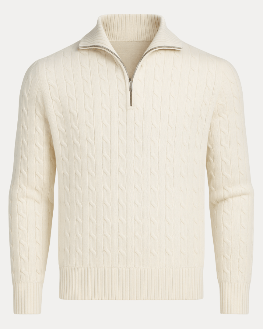 Men's Smart Textured Cable Knit Half-Zip Pullover