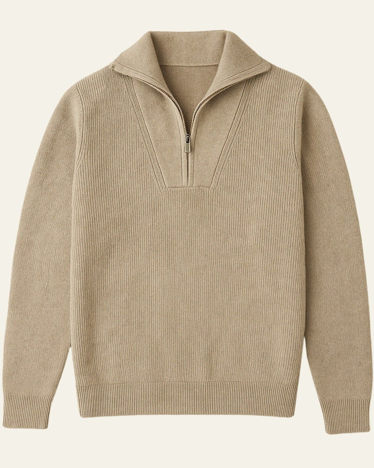 Men's Half-Zip Ribbed Stand Collar Pullover