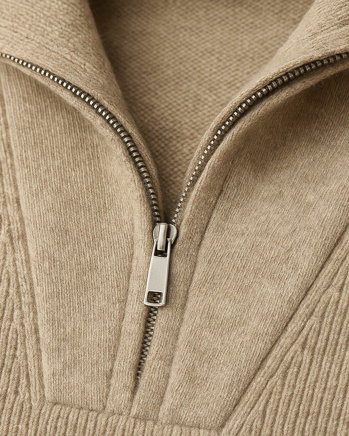 Men's Half-Zip Ribbed Stand Collar Pullover