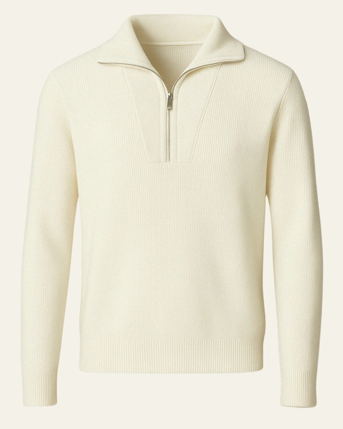 Men's Half-Zip Ribbed Stand Collar Pullover