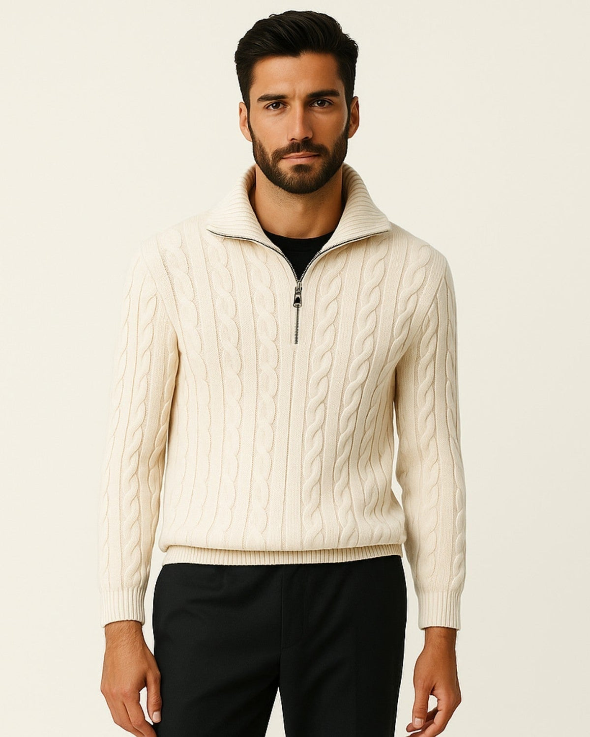 Men's Refined Half-Zip Cable Knit Pullover
