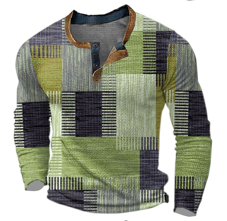 Men's Long Sleeve Knitted Henley Top
