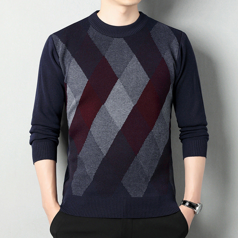 Men's Printed Knit Crew Neck Pullover
