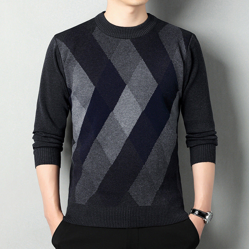 Men's Printed Knit Crew Neck Pullover