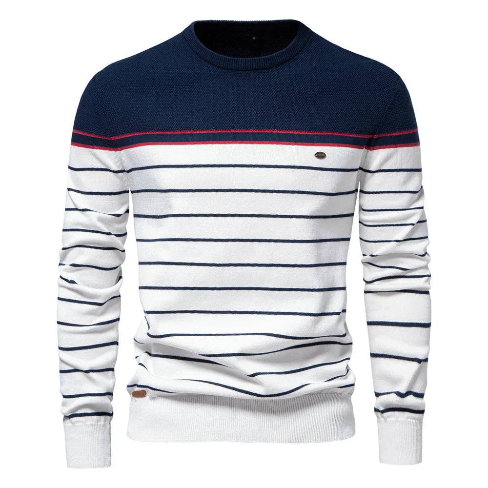 Men's Printed Ribbed Knit Crew Neck Jumper
