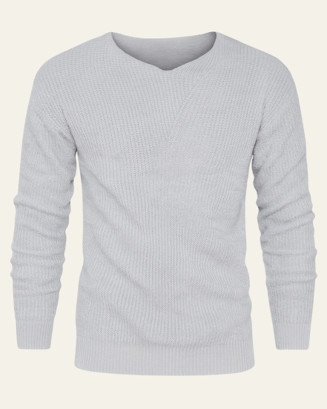 Men's Textured V-Neck Waffle Knit Pullover