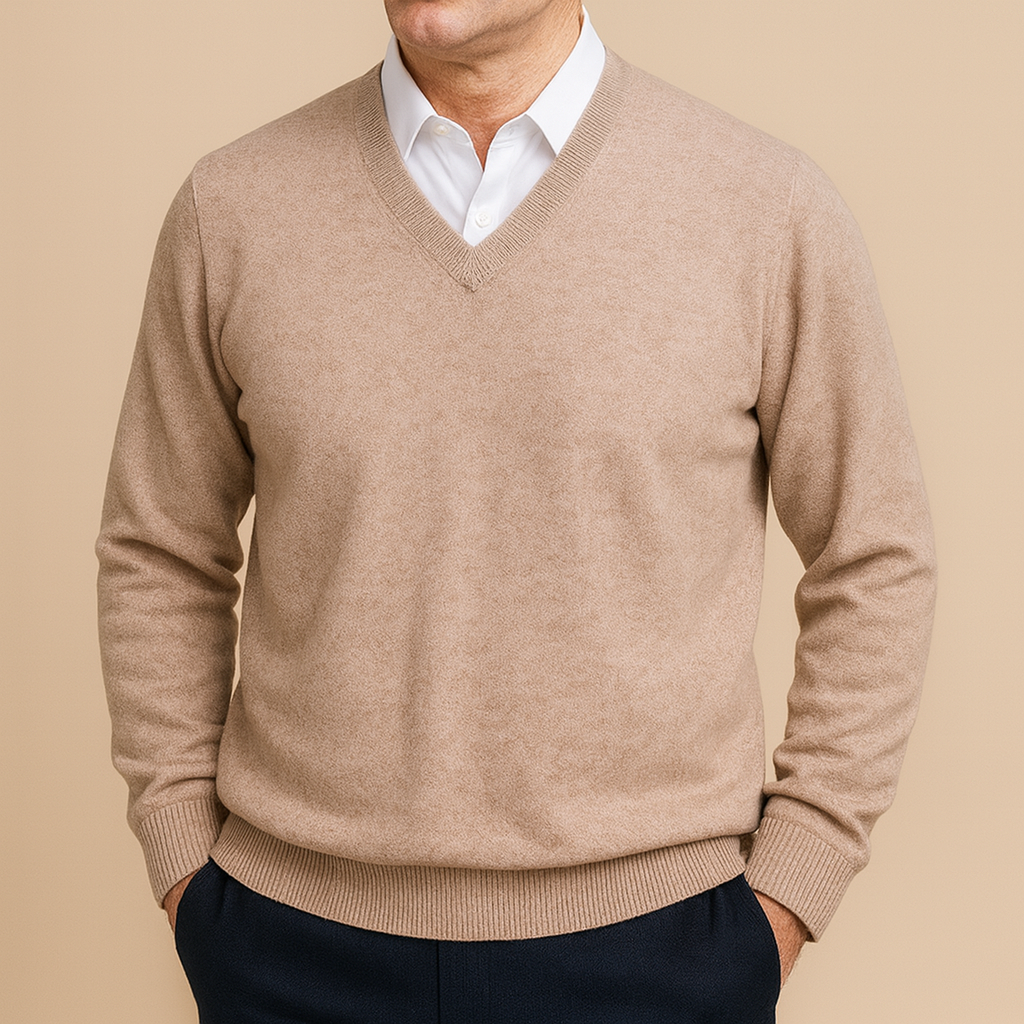Men's Long Sleeve V-Neck Knit Pullover