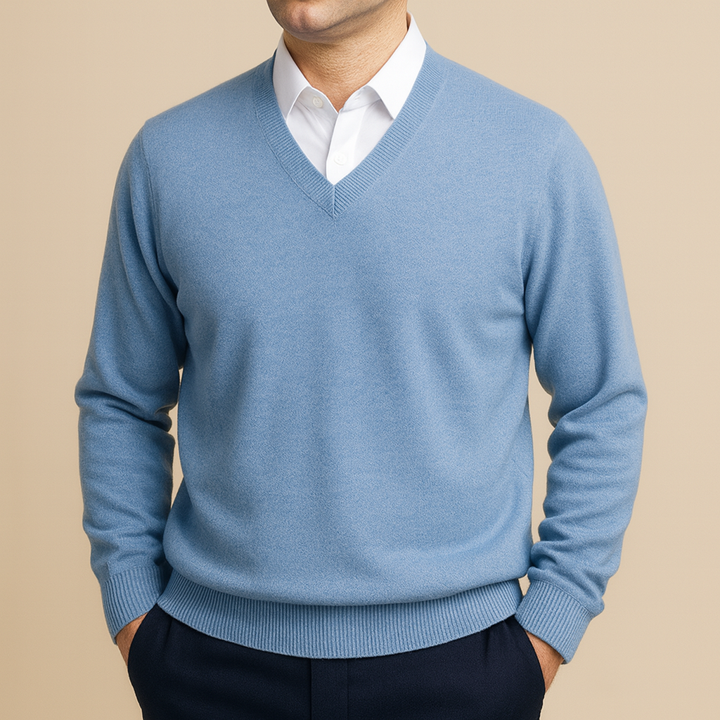 Men's Long Sleeve V-Neck Knit Pullover