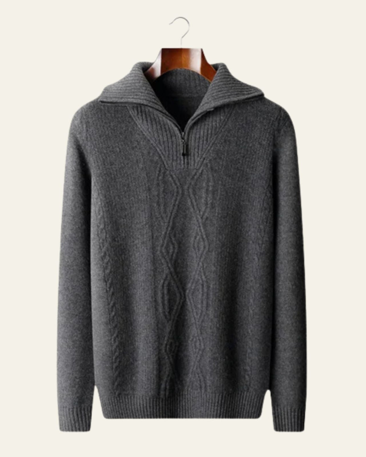 Men's Structured Cable Knit Quarter-Zip Pullover