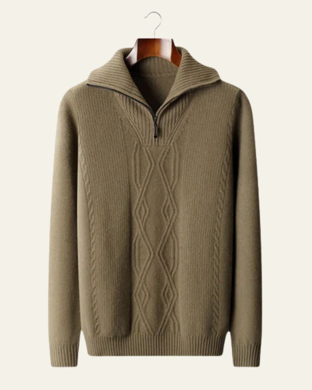 Men's Structured Cable Knit Quarter-Zip Pullover
