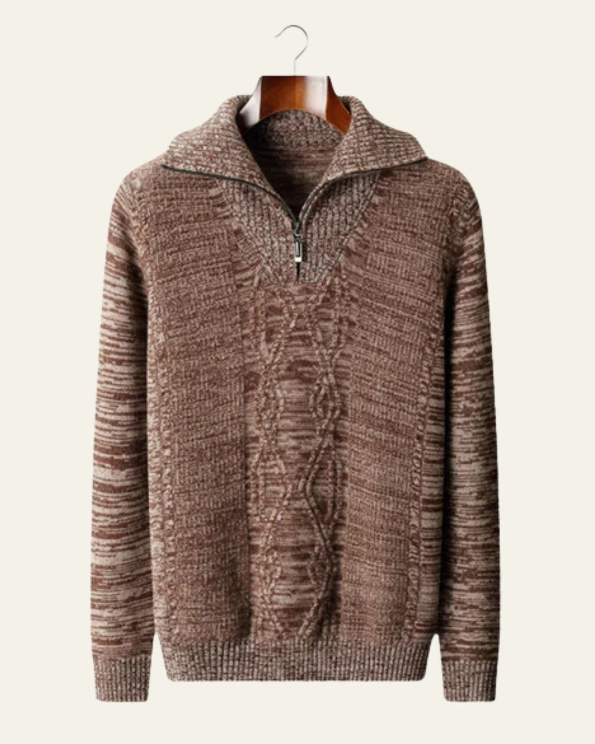Men's Structured Cable Knit Quarter-Zip Pullover