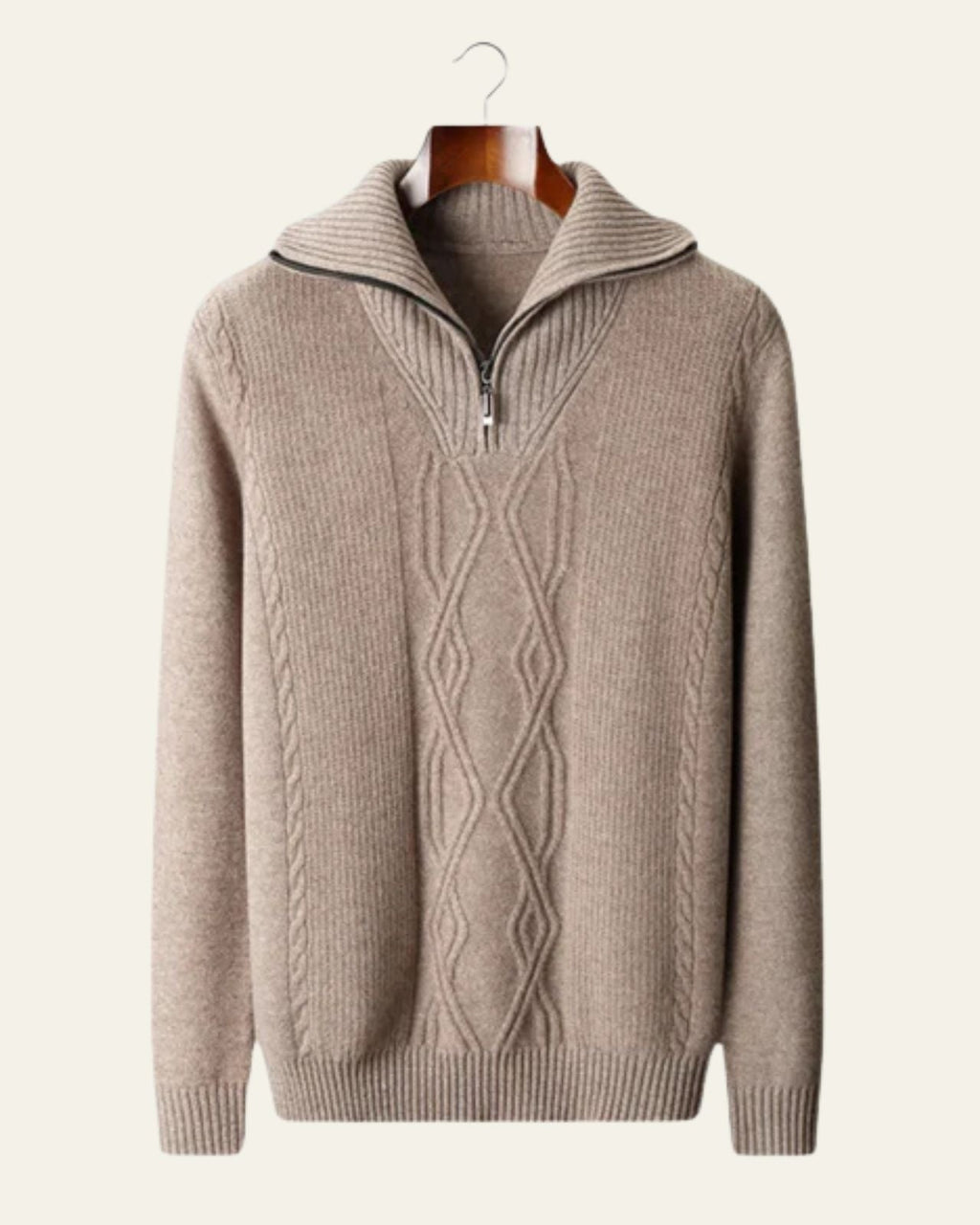 Men's Structured Cable Knit Quarter-Zip Pullover