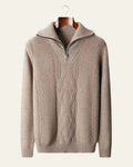 Men's Structured Cable Knit Quarter-Zip Pullover