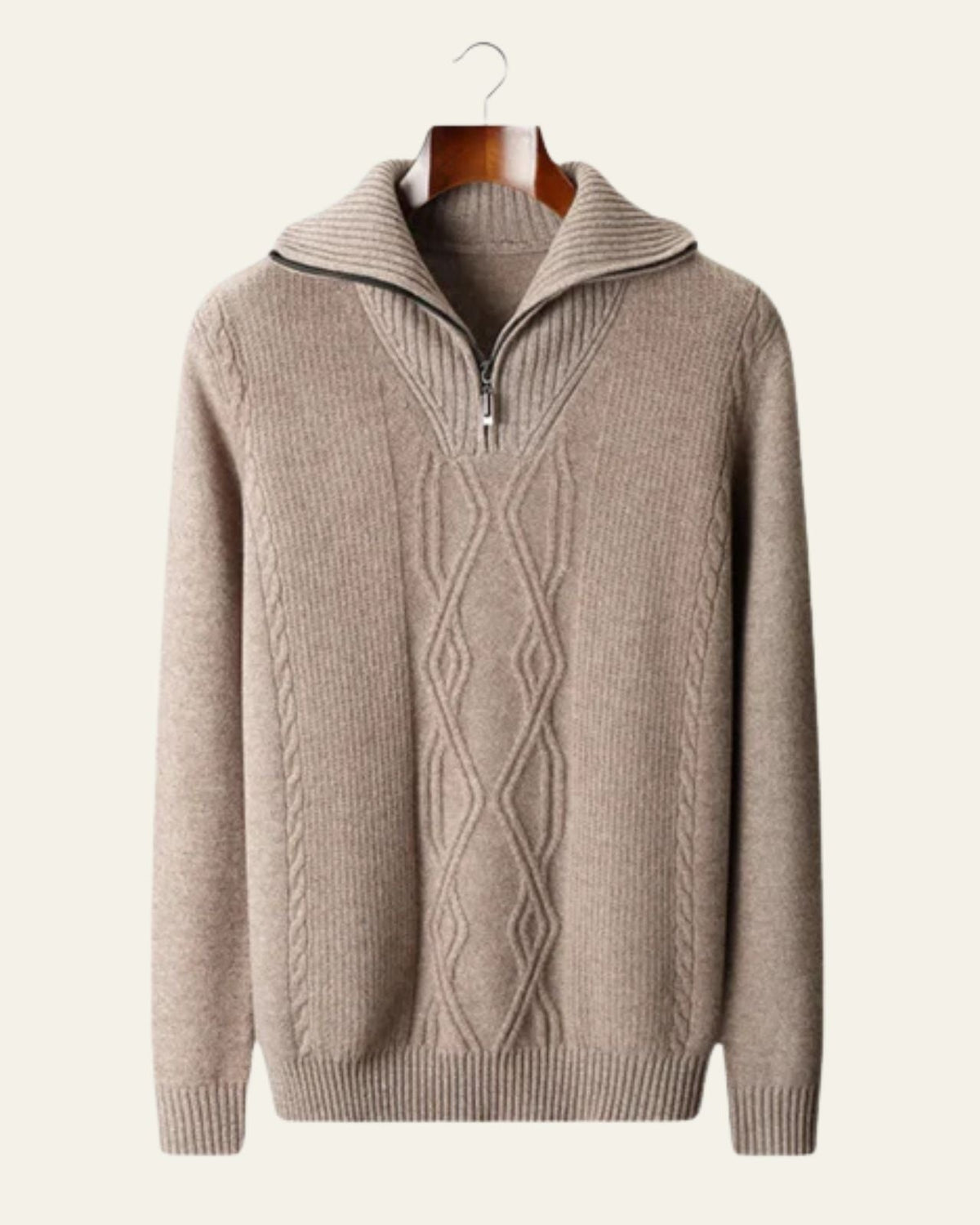 Men's Structured Cable Knit Quarter-Zip Pullover