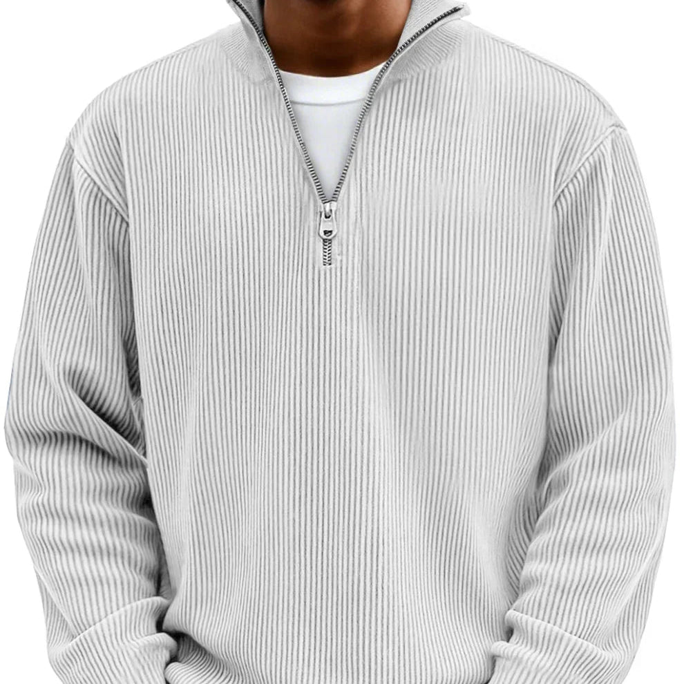 Men's Relaxed Zip Neck Rib Knit Pullover