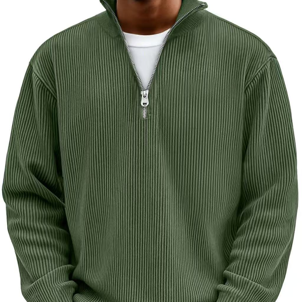 Men's Relaxed Zip Neck Rib Knit Pullover