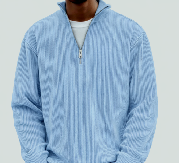 Men's Relaxed Zip Neck Rib Knit Pullover