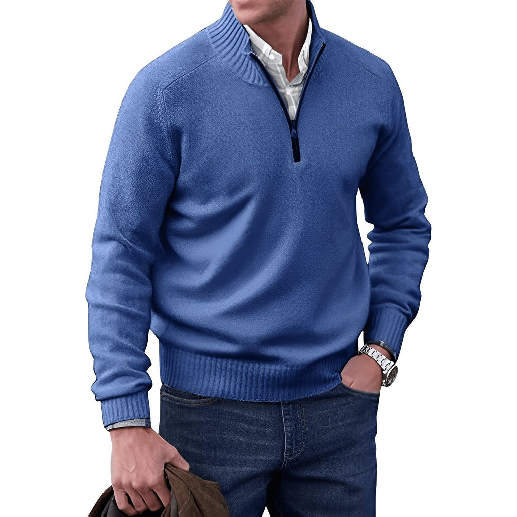 Men's Refined Funnel Neck Half-Zip Knit Pullover