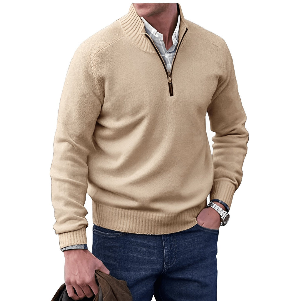 Men's Refined Funnel Neck Half-Zip Knit Pullover