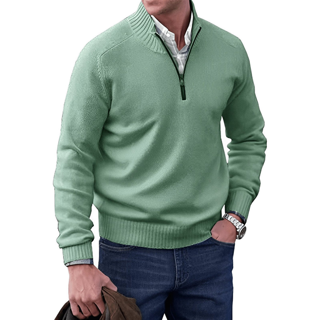 Men's Refined Funnel Neck Half-Zip Knit Pullover