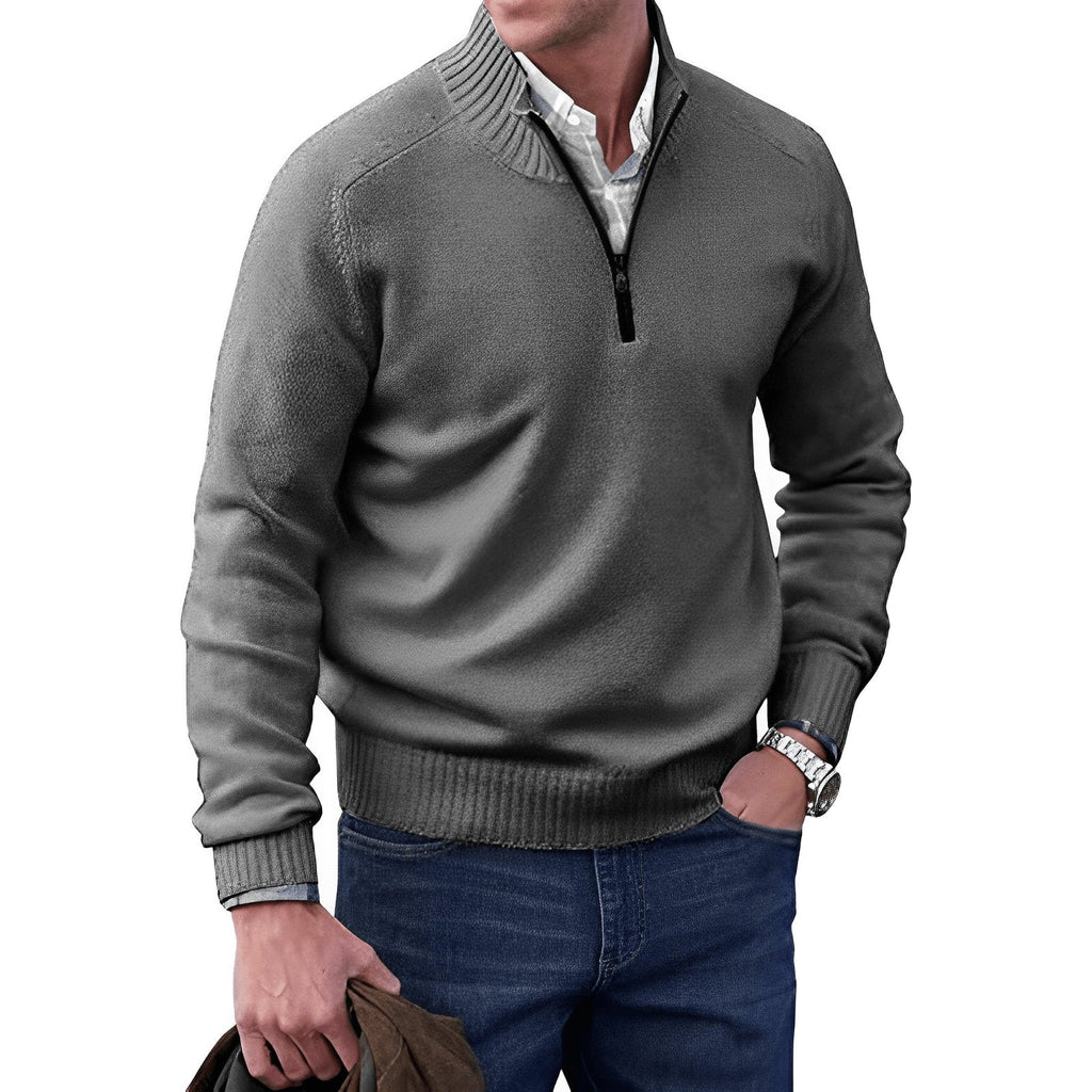 Men's Refined Funnel Neck Half-Zip Knit Pullover
