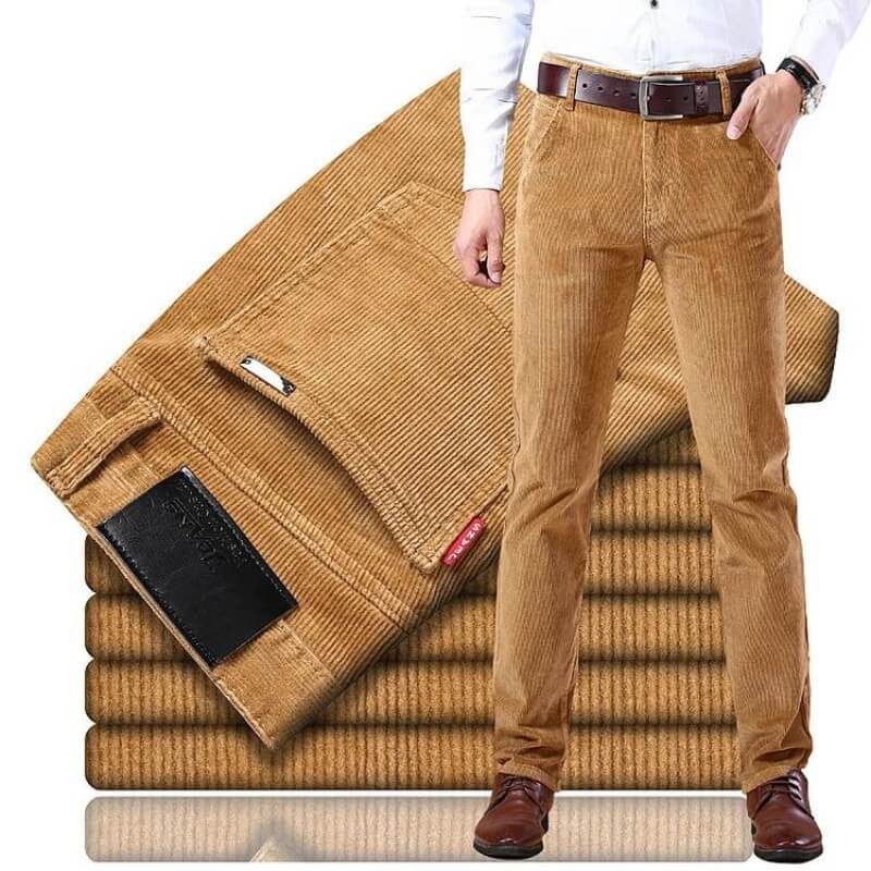 Men's Smart Straight-Fit Cotton Corduroy Trousers