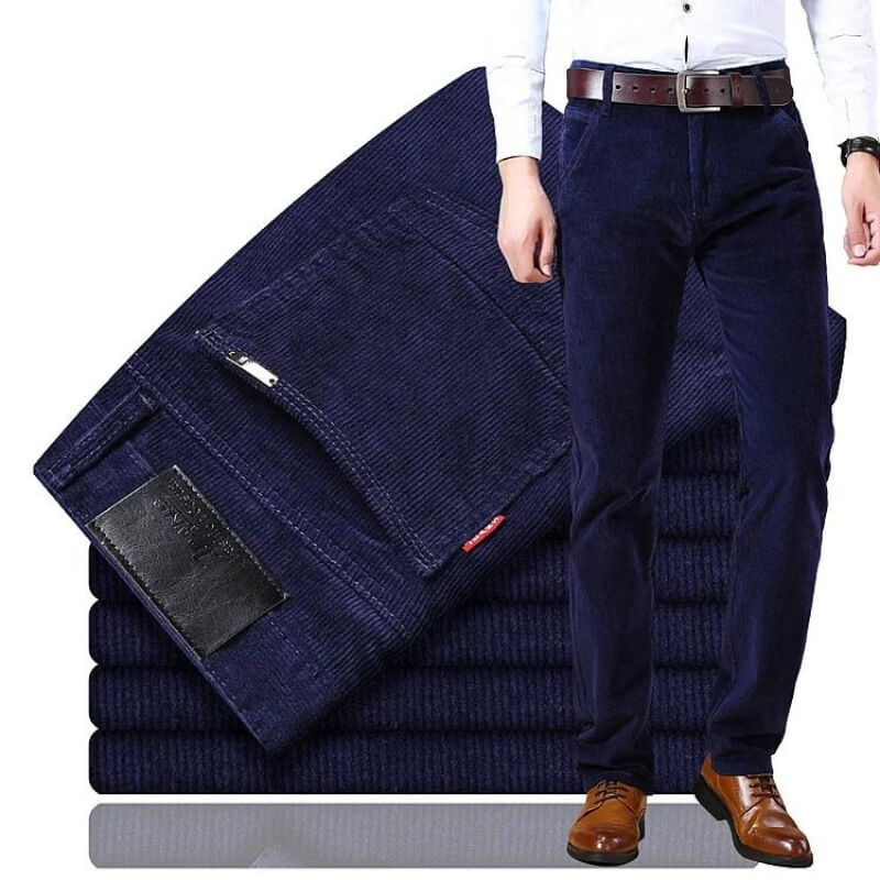 Men's Smart Straight-Fit Cotton Corduroy Trousers
