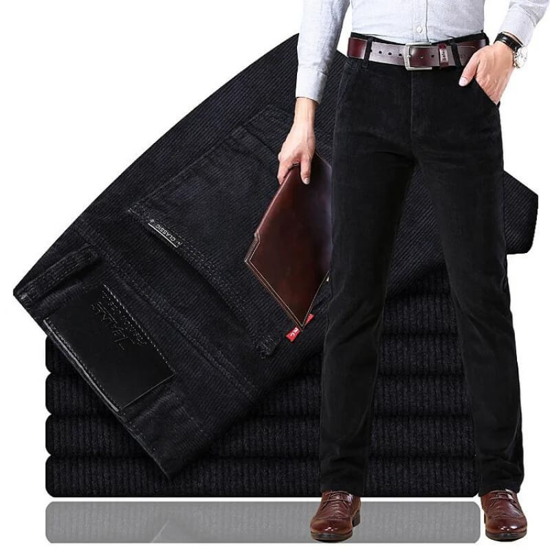 Men's Smart Straight-Fit Cotton Corduroy Trousers