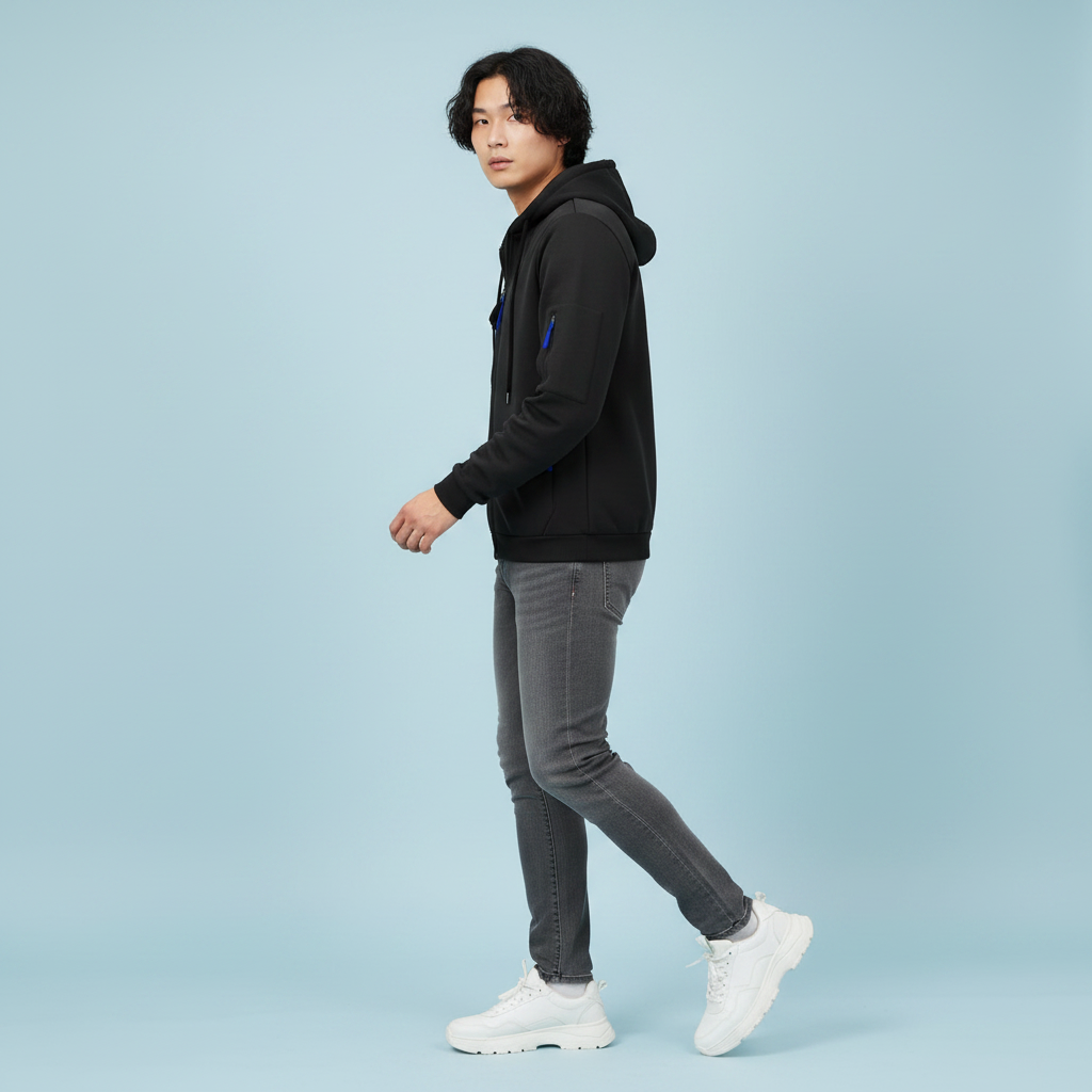 Men's Casual Zip-Up Hooded Utility Jacket