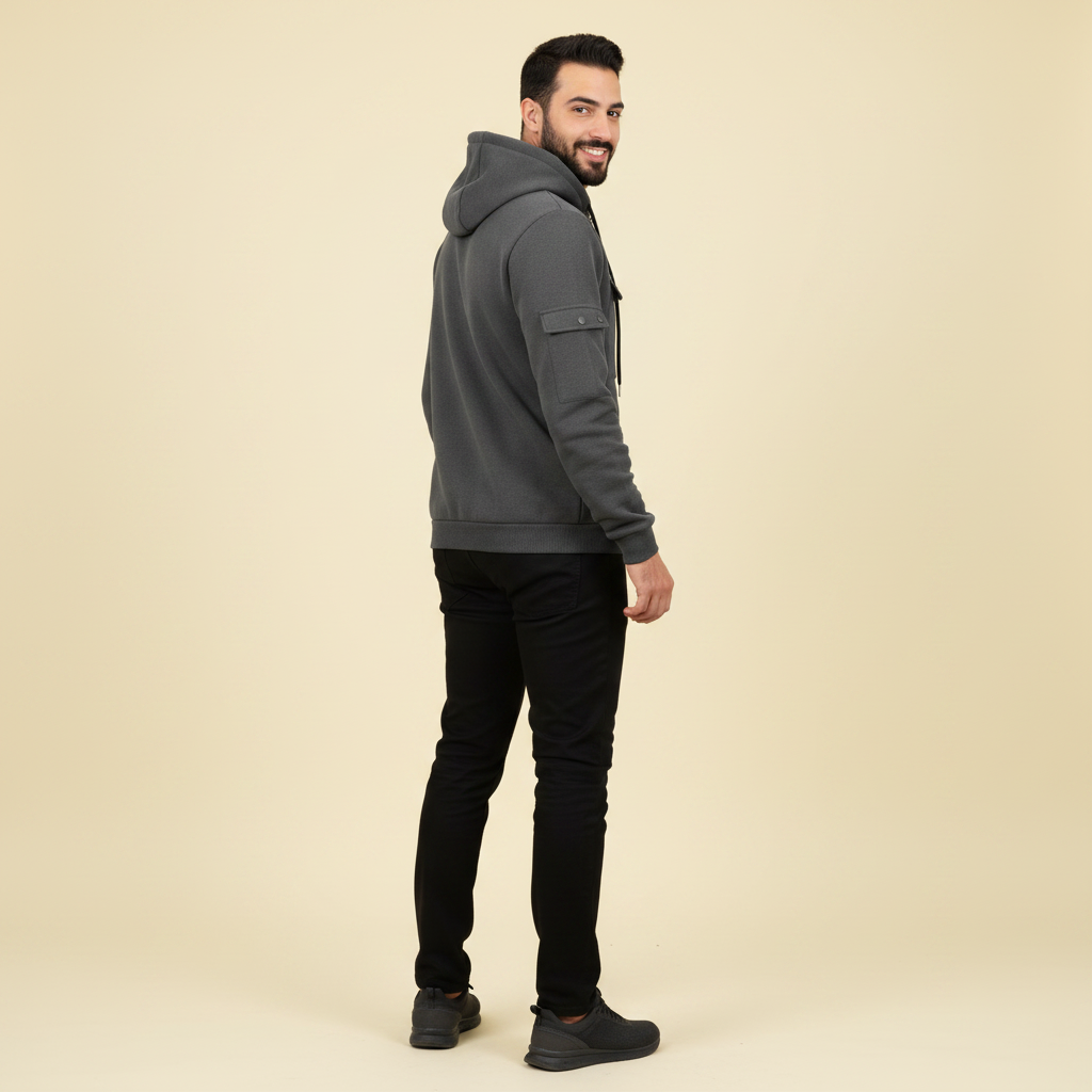 Men's Casual Zip-Up Hooded Utility Jacket