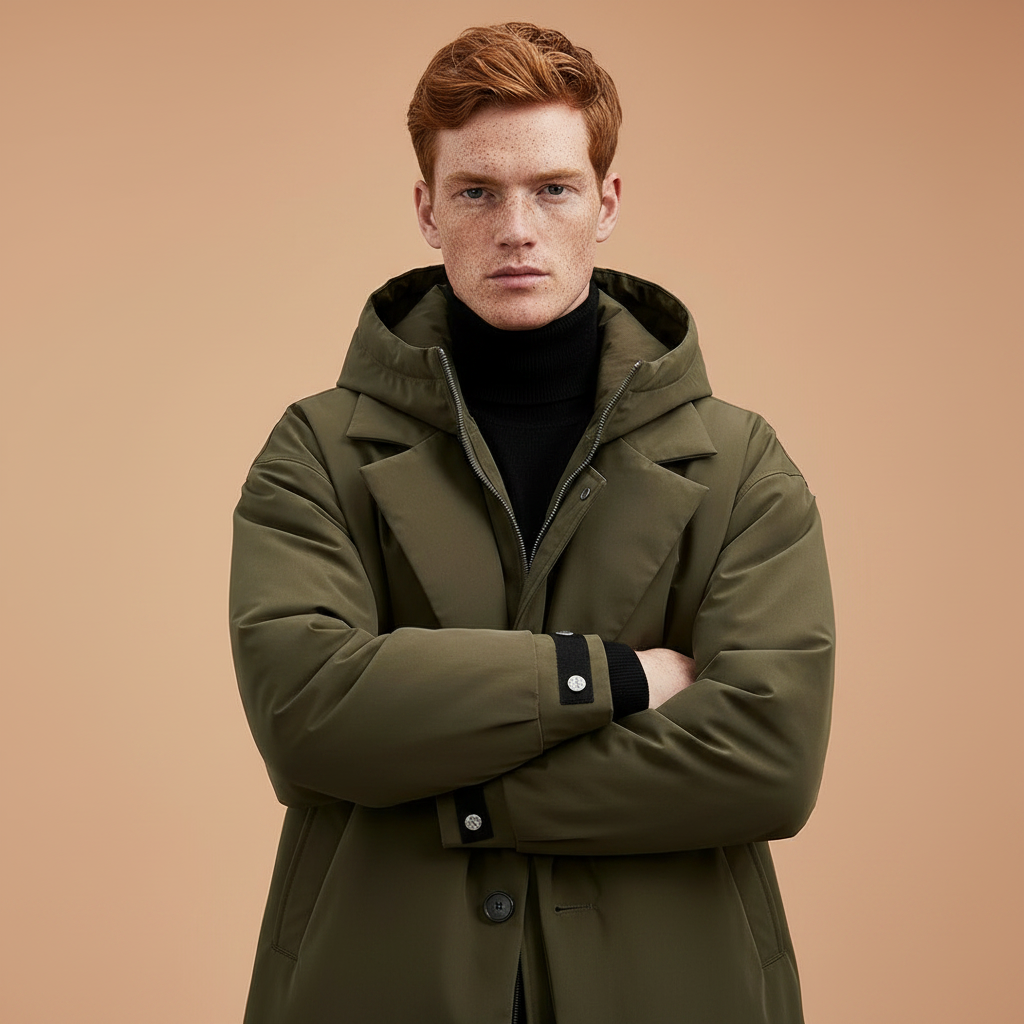 Men's Waterproof Hooded Longline Trench Coat