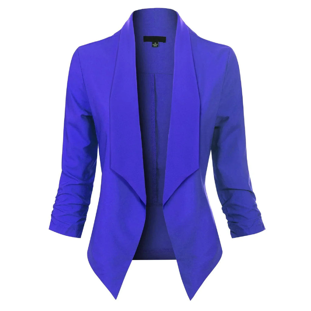 Women's Smart Edge-to-Edge Blazer with Ruched Sleeves