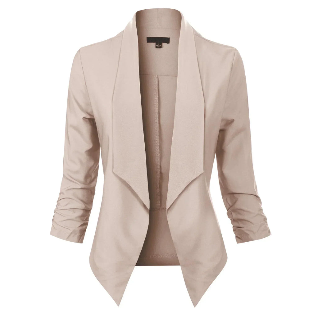 Women's Smart Edge-to-Edge Blazer with Ruched Sleeves