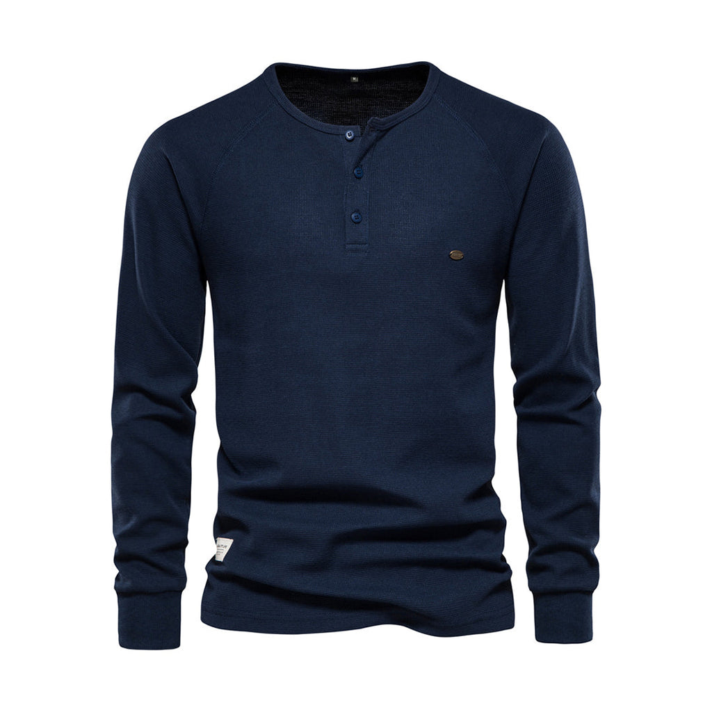 Men's Waffle Knit Long Sleeve Henley