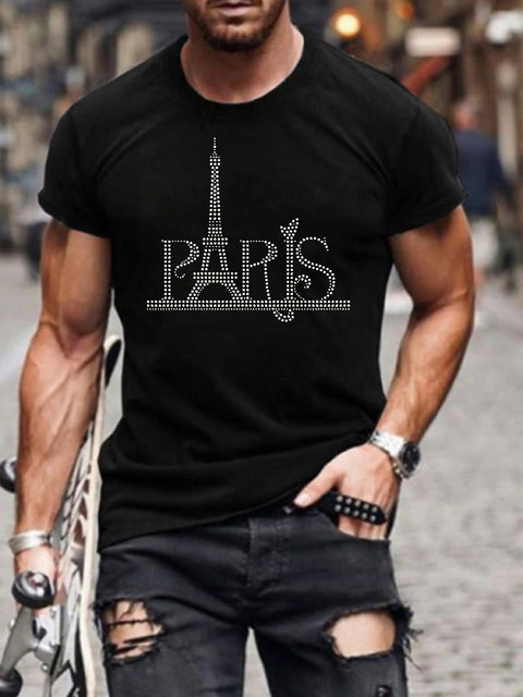 Men's Slim Crown Motif Embellished T-Shirt