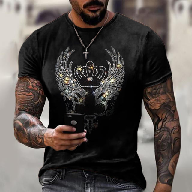 Men's Slim Crown Motif Embellished T-Shirt