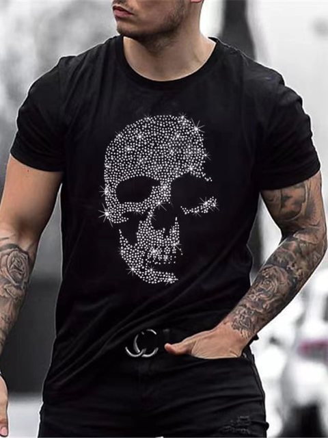 Men's Slim Crown Motif Embellished T-Shirt