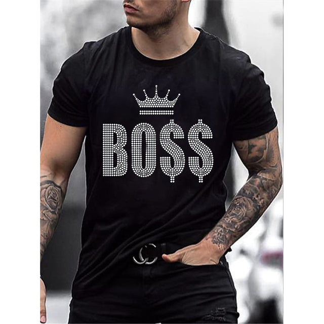 Men's Slim Crown Motif Embellished T-Shirt