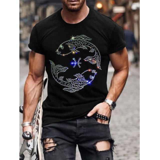 Men's Slim Crown Motif Embellished T-Shirt