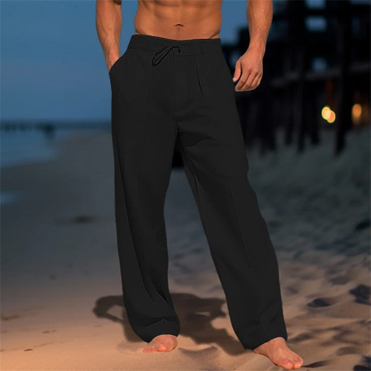 Men's Relaxed Pleated Drawstring Travel Trousers