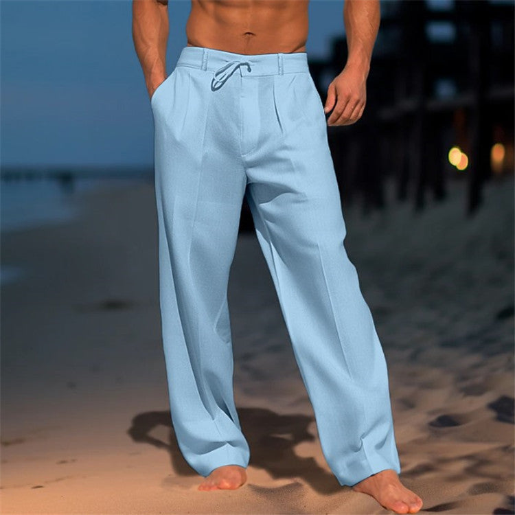 Men's Relaxed Pleated Drawstring Travel Trousers