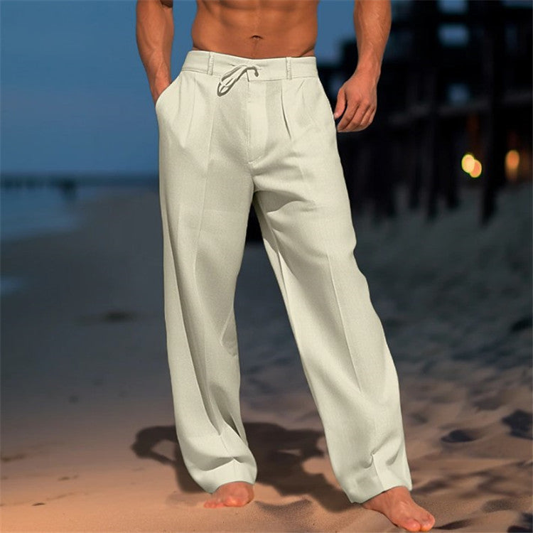 Men's Relaxed Pleated Drawstring Travel Trousers