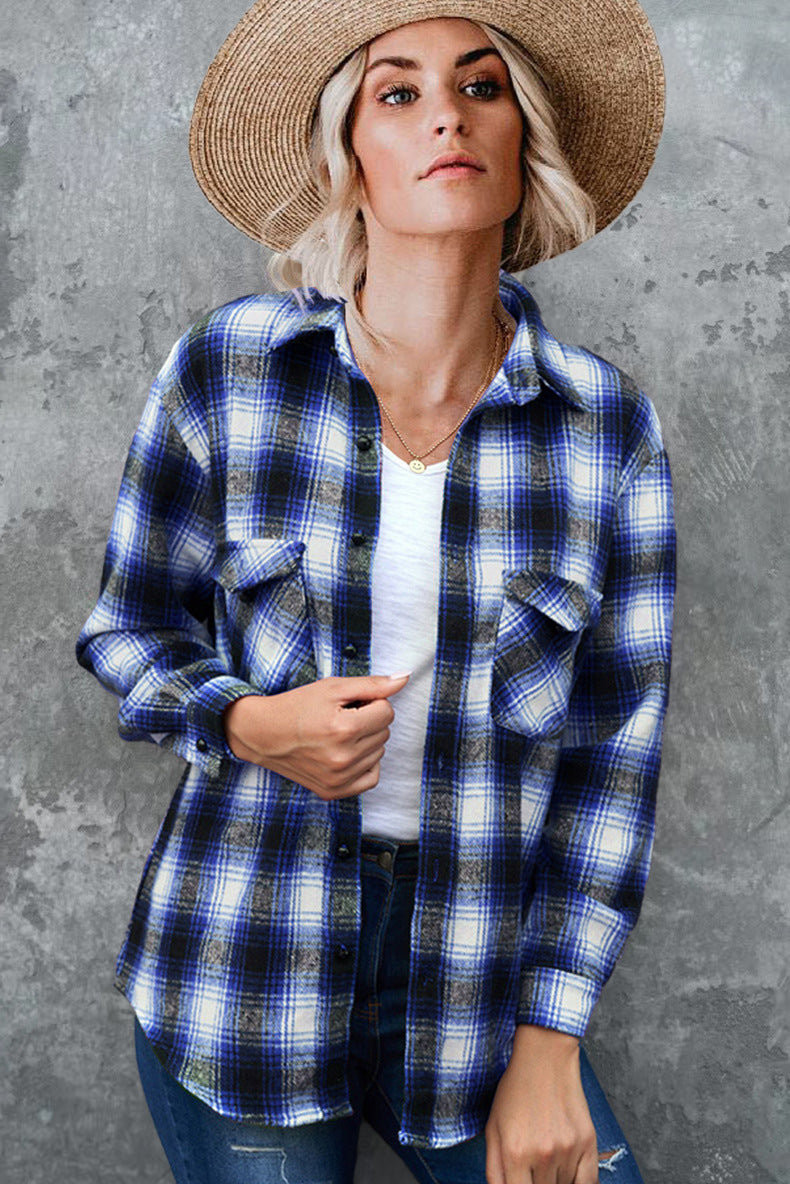 Women's Pocket-Detail Check Flannel Shacket
