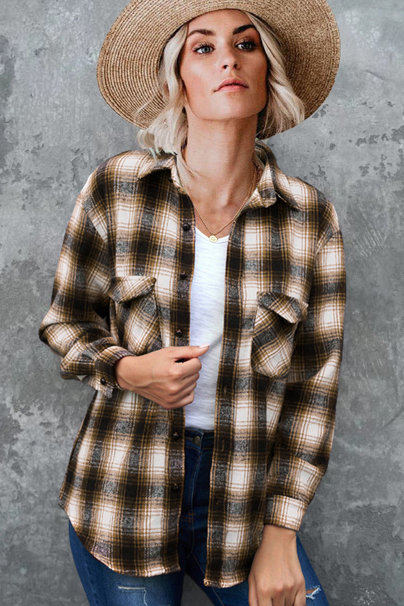 Women's Pocket-Detail Check Flannel Shacket