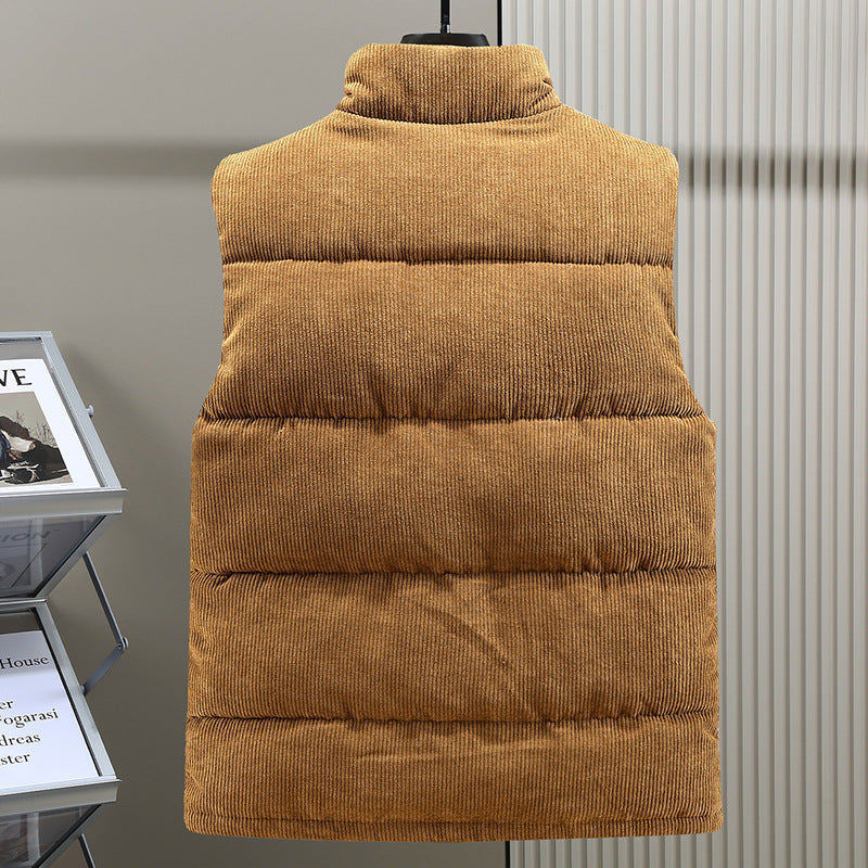 Men's Padded Cord High Collar Gilet